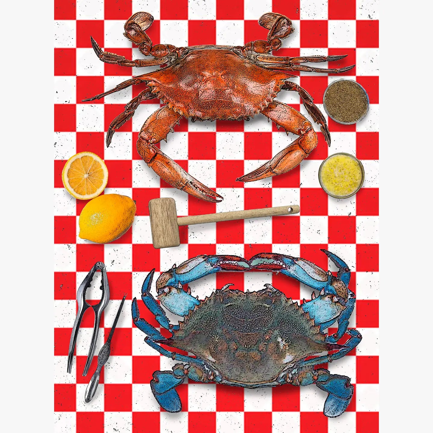 crabs cotton flour sack kitchen towel 18 x 24 inches