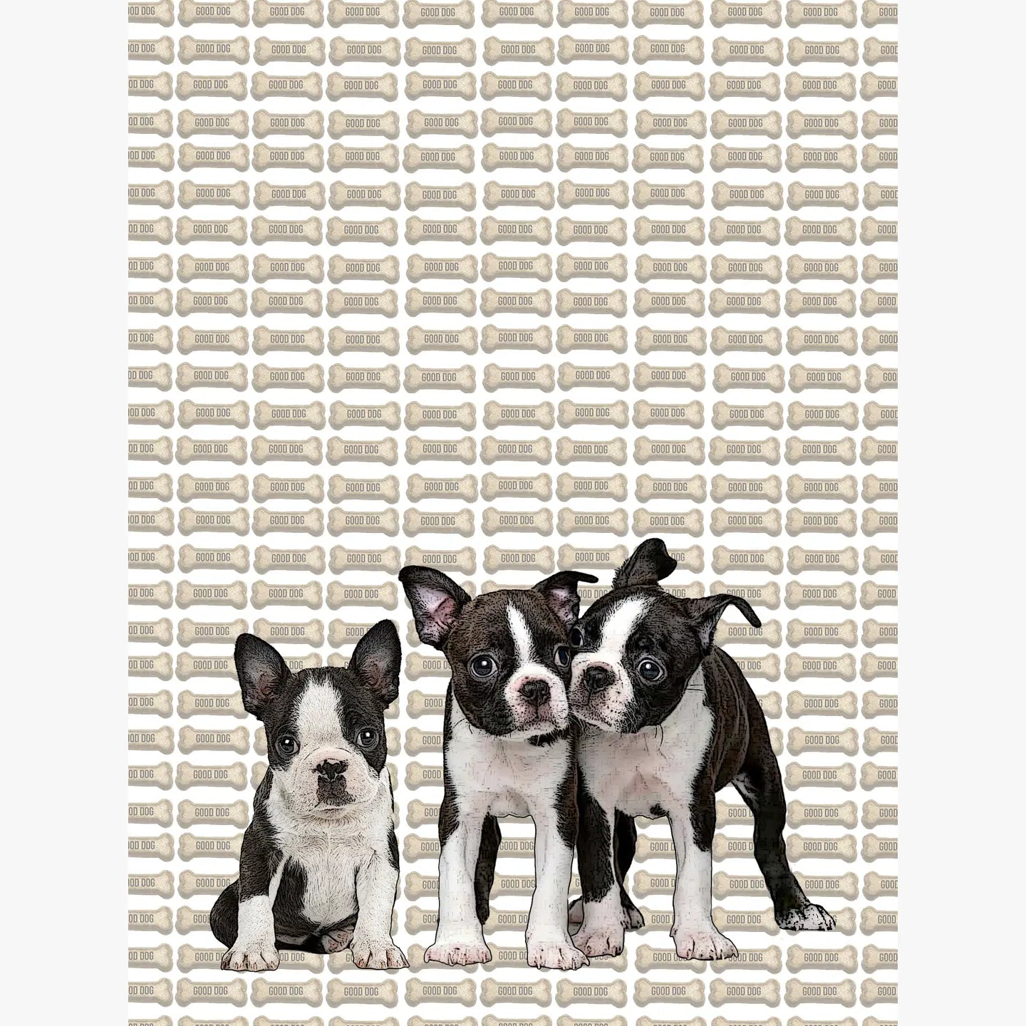boston terrier puppy kitchen towel 18 x 24 inches flour sack material