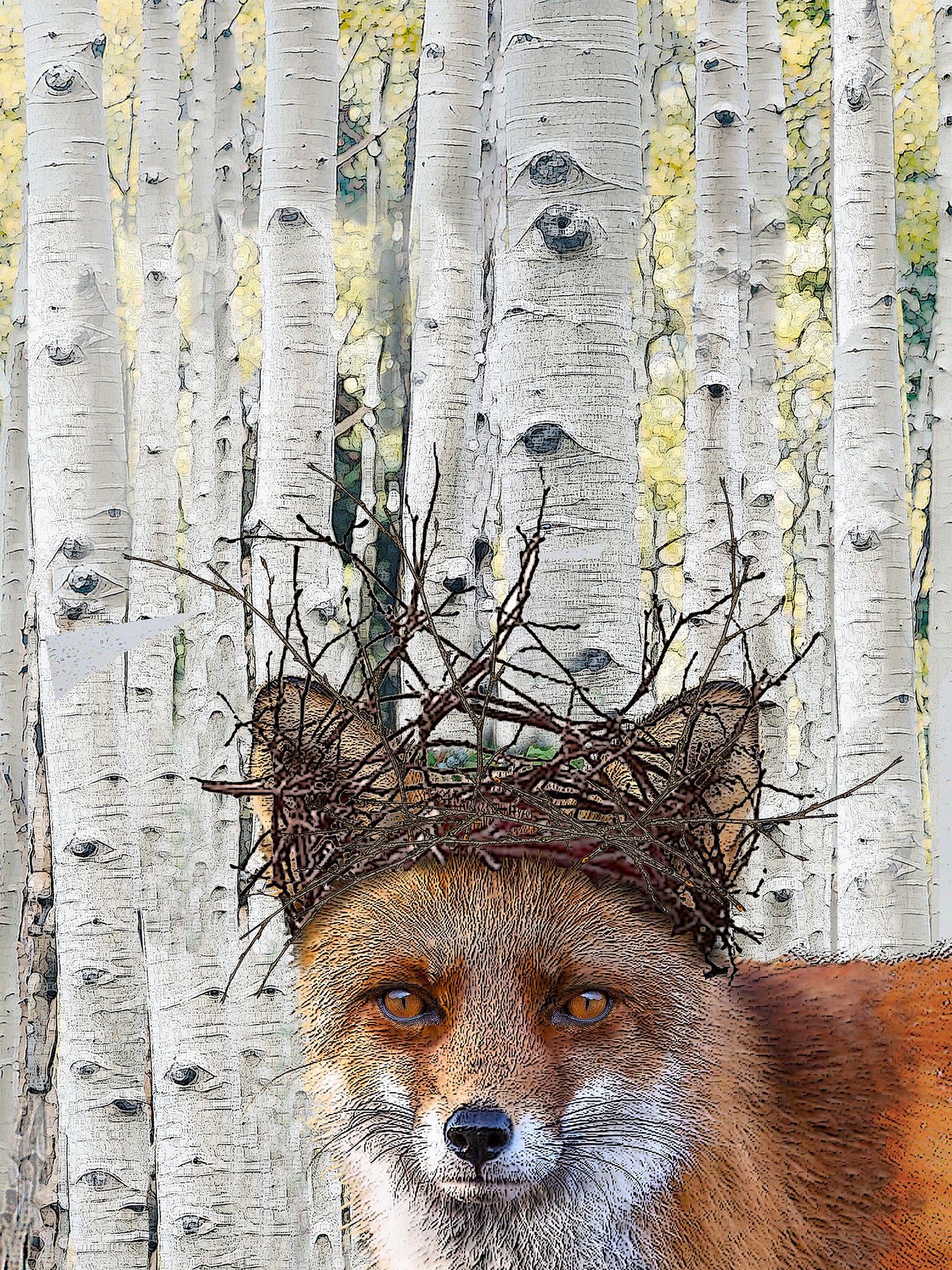 Fox with crown 100% cotton flour sack kitchen towel