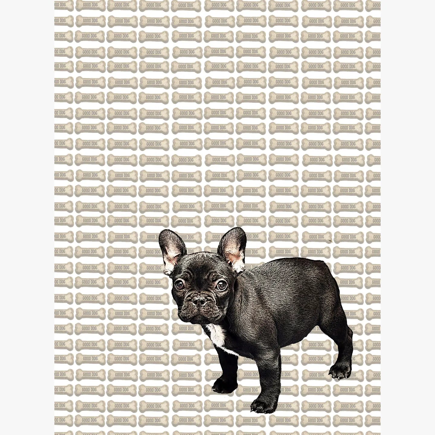French bulldog puppy kitchen towel 18 x 24 inches flour sack material