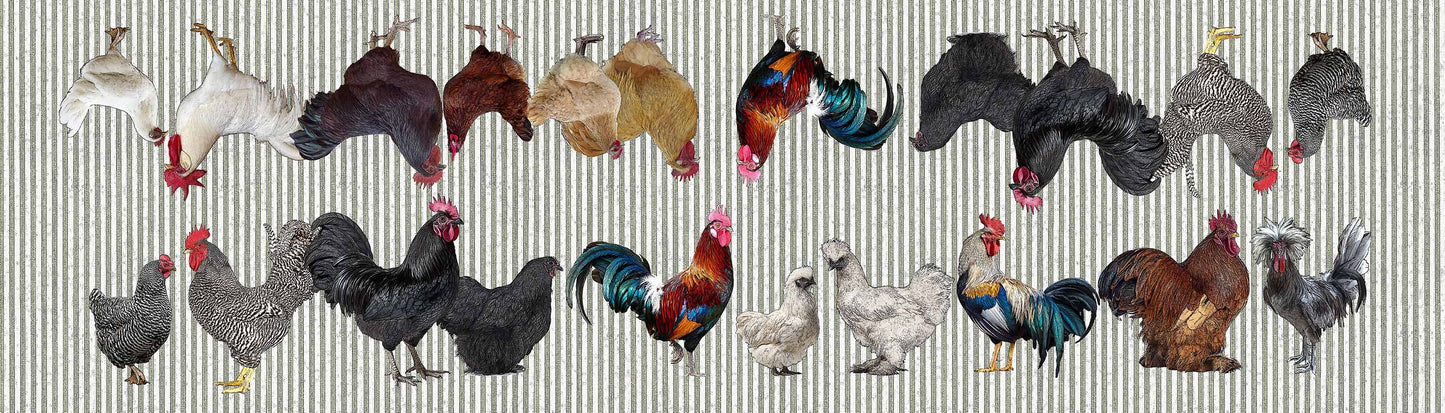 rooster and hens 100% cotton canvas table runner 20 x 70 inches
