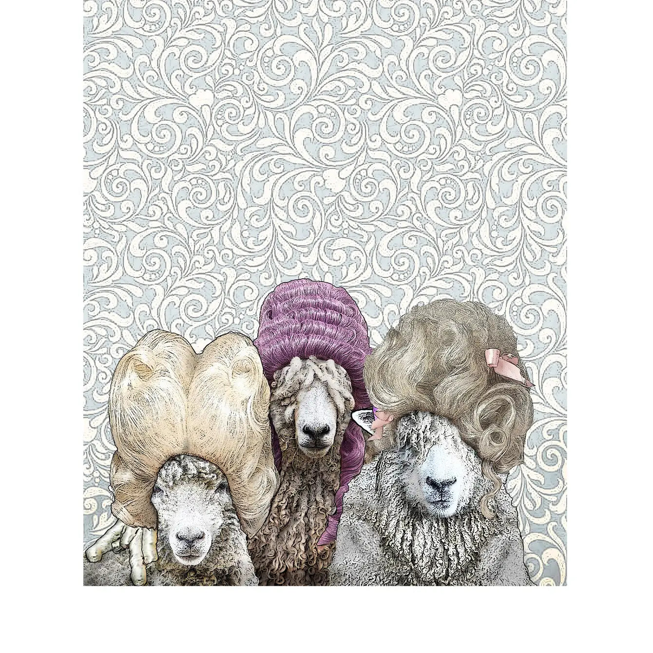 sheep in wigs kitchen towel 18 x 24 inches flour sack material