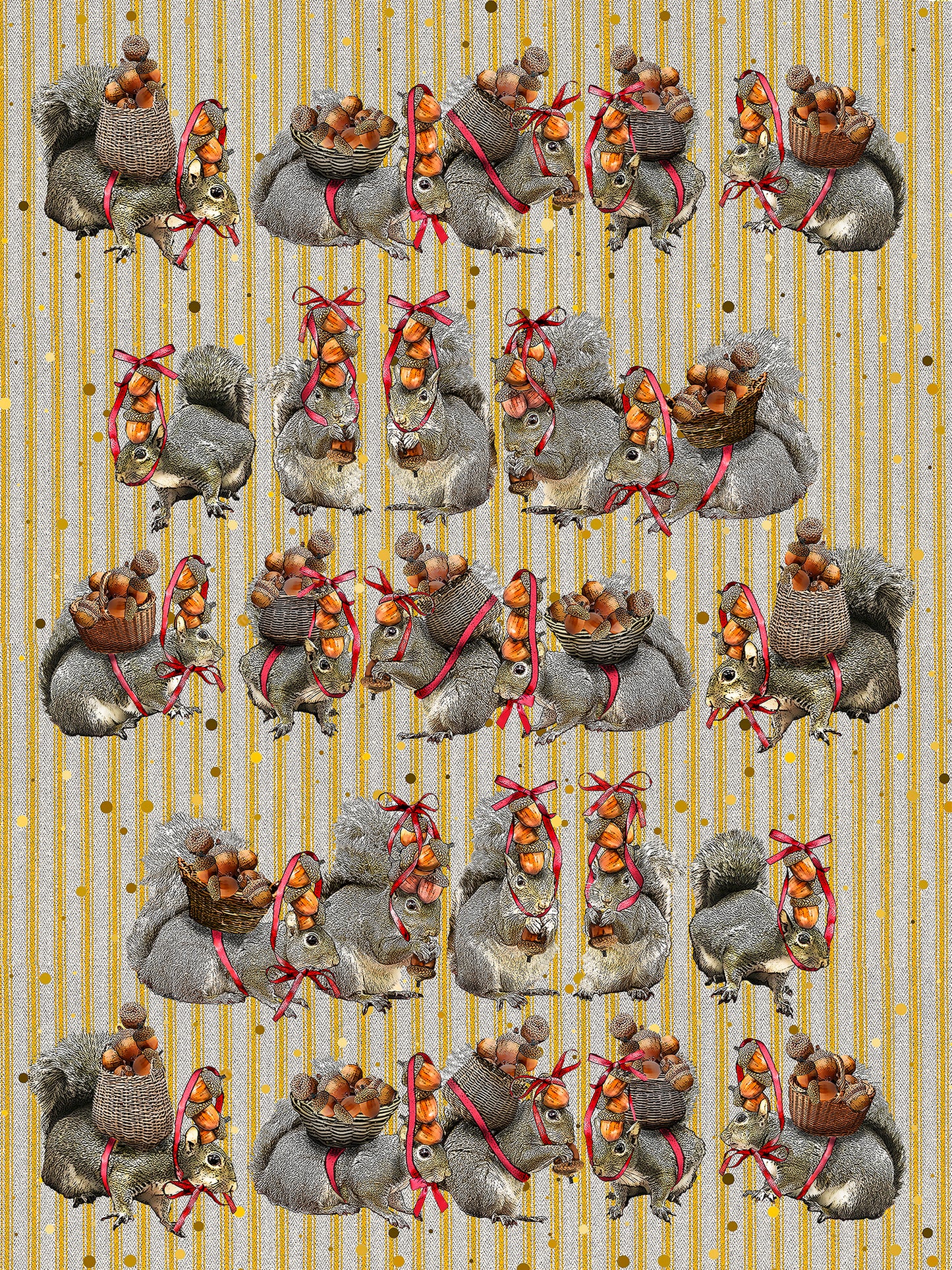 squirrels (ticking stripe) kitchen towel 18 x 24 inches flour sack material 18 x 24 inches