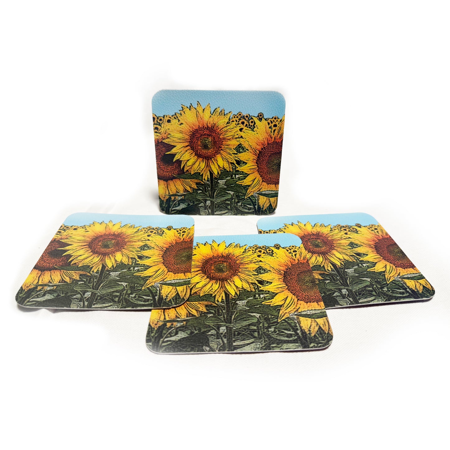 sunflowers vinyl coasters set of 4
