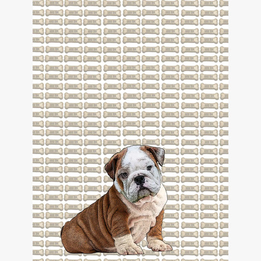 bulldog puppy kitchen towel 18 x 24 inches flour sack material