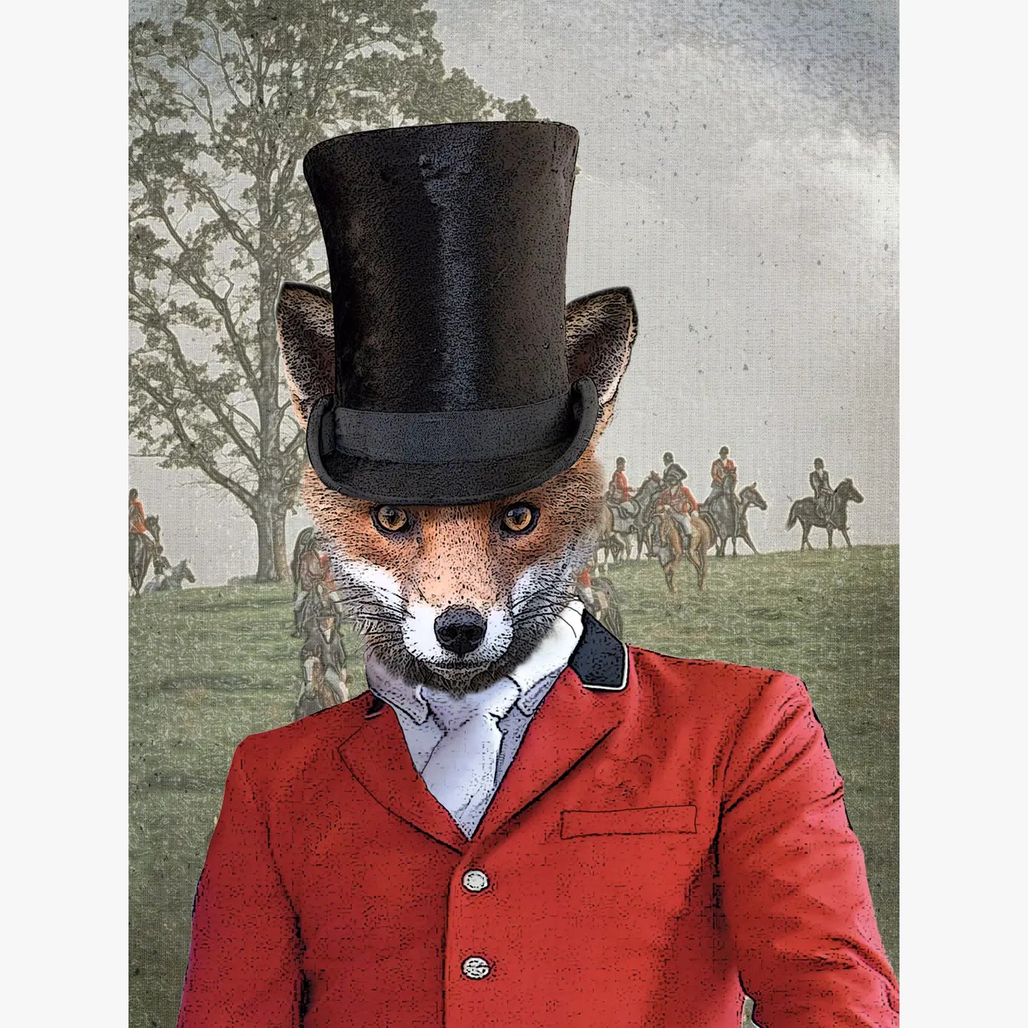 Fox hunting 100% cotton flour sack kitchen towel 18 x 24 in