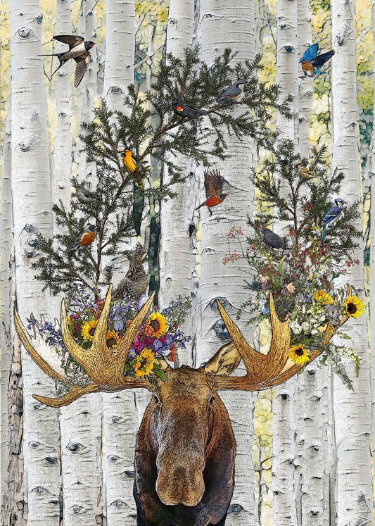 moose 100% cotton flour sack kitchen towel 18 x 24 inches.