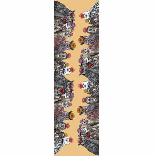 owls with flowers table runner 20 x 70 inches