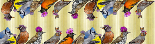 Birds with flowers table runner 20 x 70”