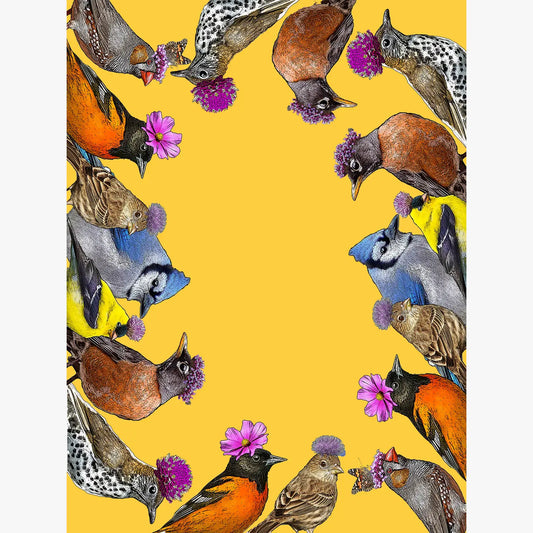 Birds with flowers flour sack kitchen towel 18 x 24 inches