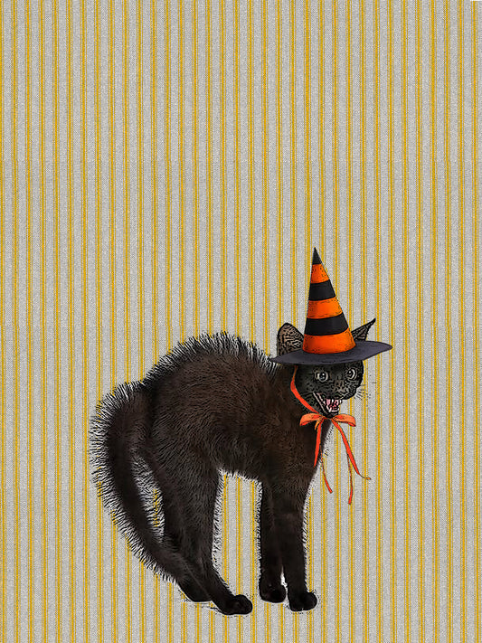 black cat vintage halloween kitchen towel 100 % cotton flour sack 18 x 24 inches