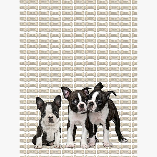 boston terrier puppy kitchen towel 18 x 24 inches flour sack material