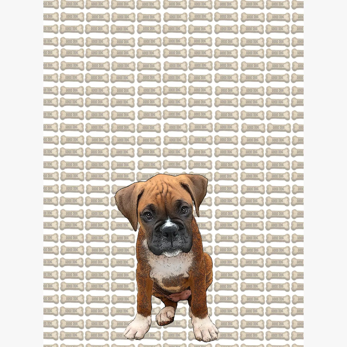 boxer puppy kitchen towel 18 x 24 inches flour sack material
