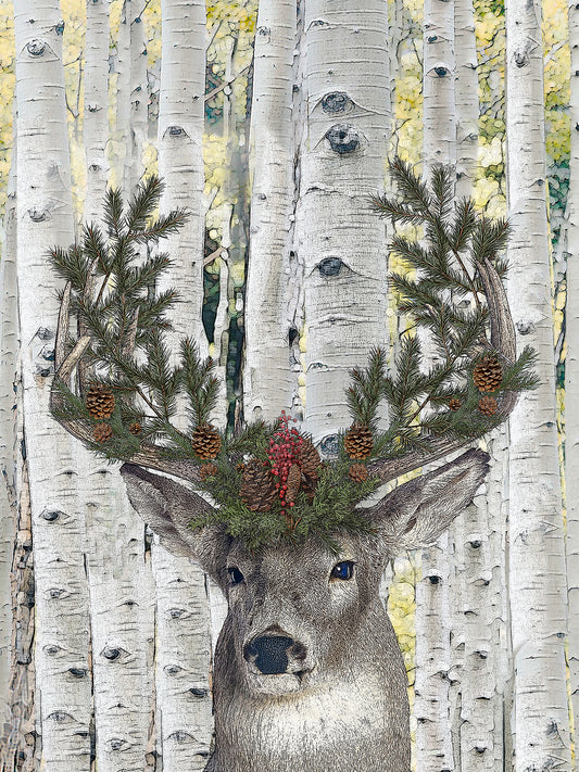 buck with birch background 100% cotton flour sack kitchen towel