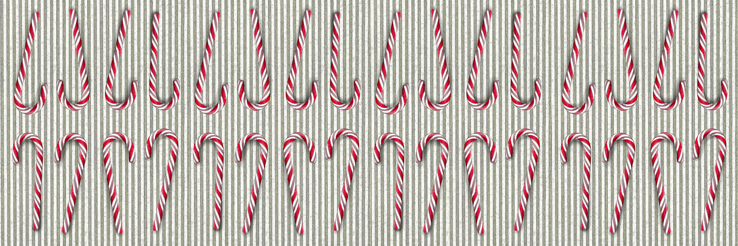 candy cane on green ticking stripe 100% cotton canvas table runner 20 x 70 inches