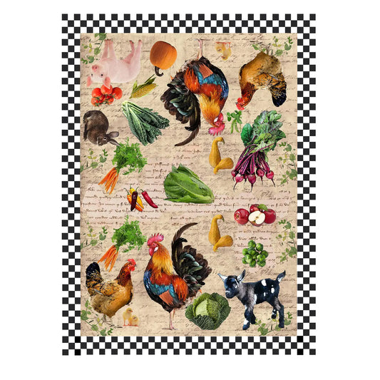 farm vegetables kitchen towel 18 x 24 inches flour sack material