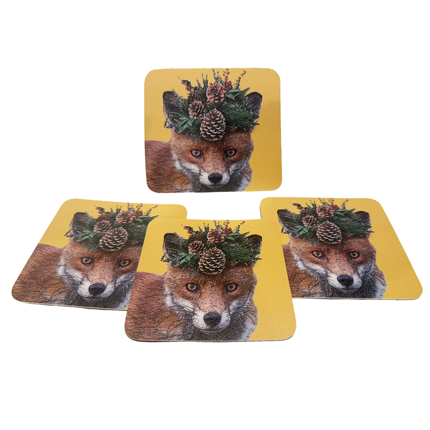 fox vinyl coasters set of 4