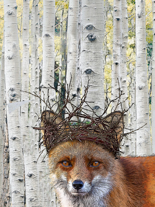 Fox with crown 100% cotton flour sack kitchen towel