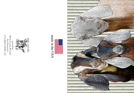 goats greeting card 5 x 7" made in the USA