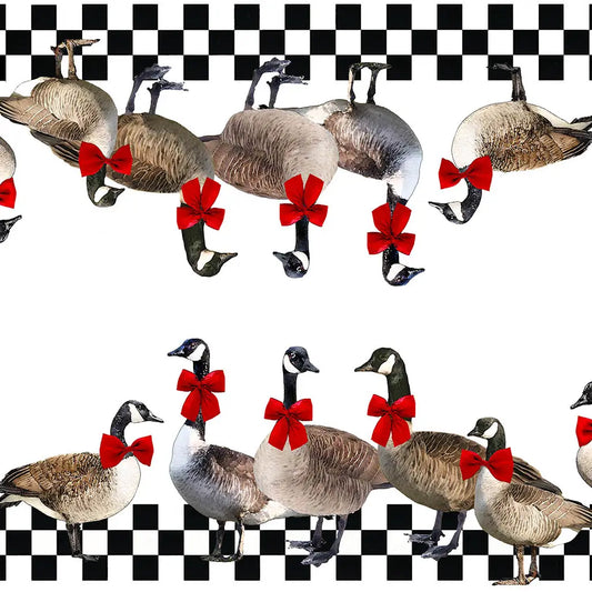 goose and checkerboard table runner 20 x 70 inches