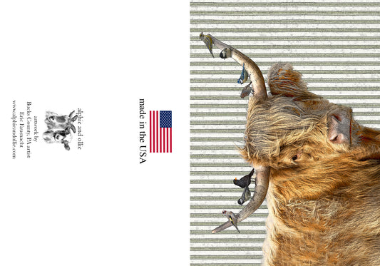 highland cow greeting card 5 x 7" made in the USA