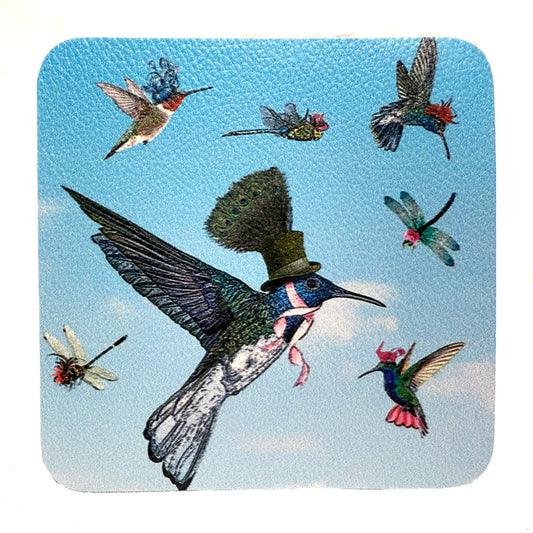 hummingbirds vinyl coasters set of 4