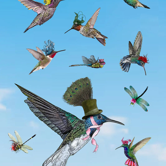 hummingbird 100% cotton floursack kitchen towel 18 x 24"