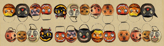 halloween vintage pails table runner 20 x 70 inches