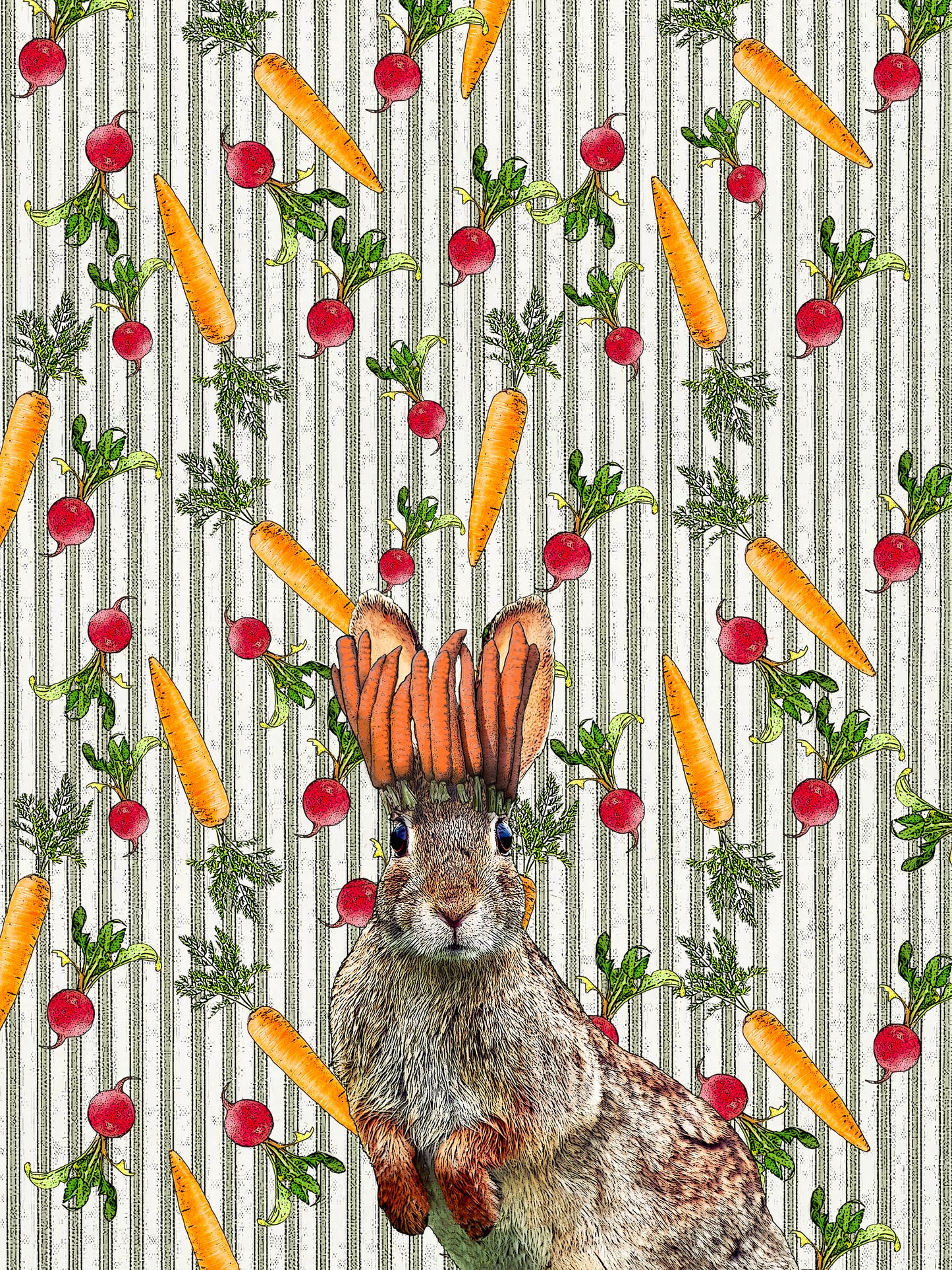 King of carrots (ticking stripe) 100% cotton flour sack kitchen towel 18 x 24 inches
