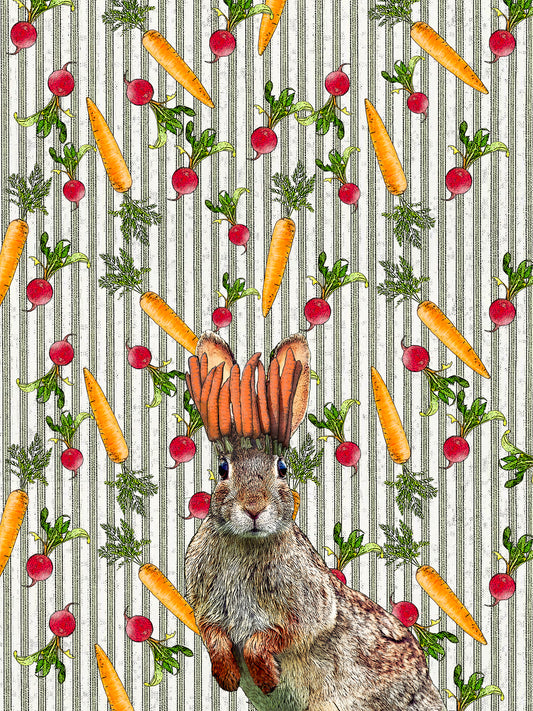 King of carrots (ticking stripe) 100% cotton flour sack kitchen towel 18 x 24 inches