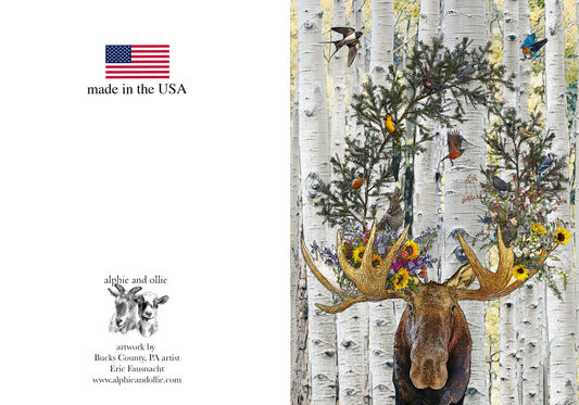 moose greeting card 5 x 7" made in the USA