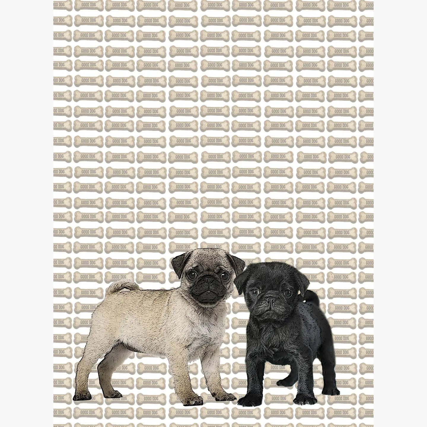 pug puppy kitchen towel 18 x 24 inches flour sack material
