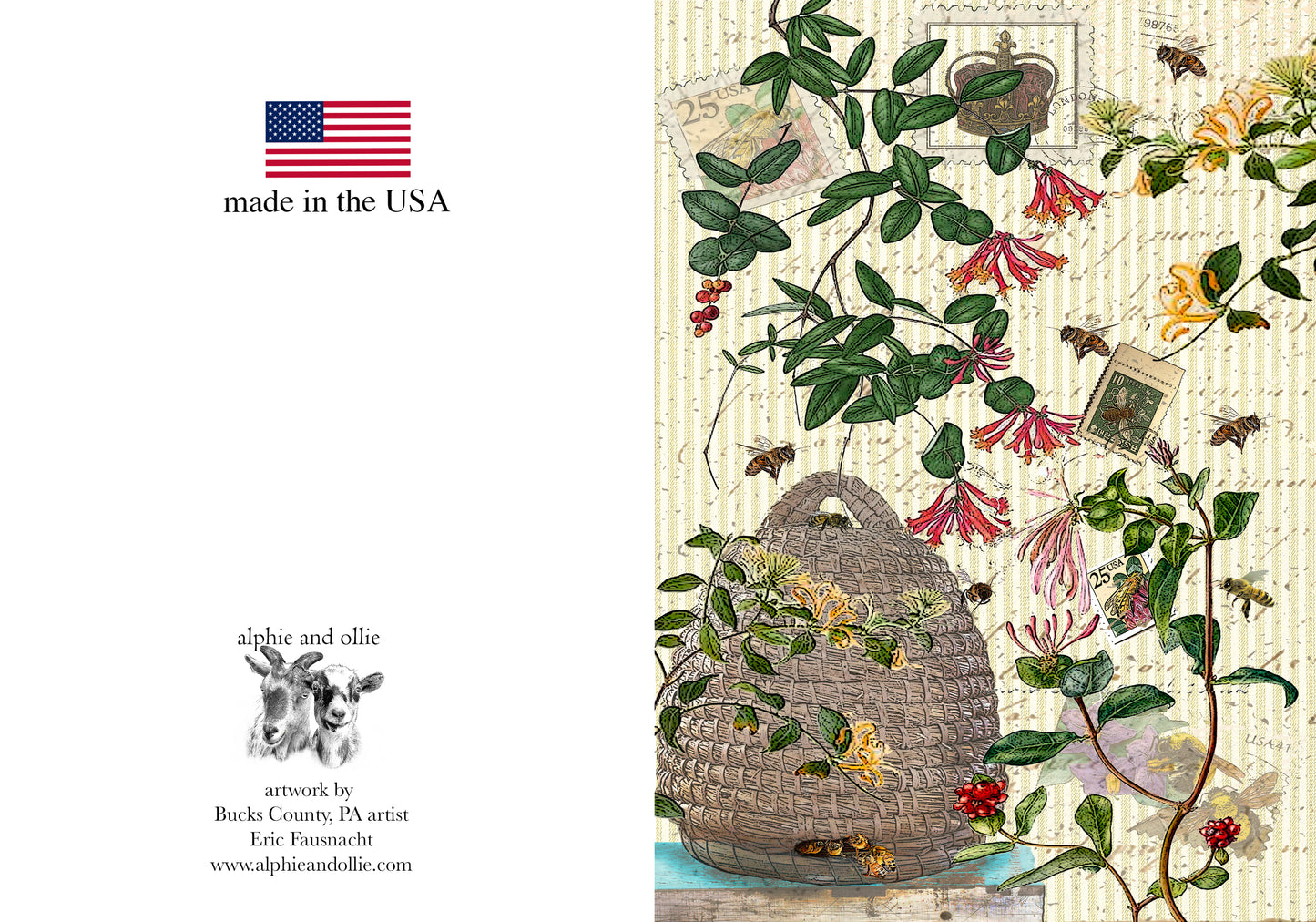 bee (queen bee) greeting card 5 x 7" made in the USA