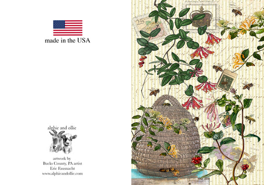 bee (queen bee) greeting card 5 x 7" made in the USA