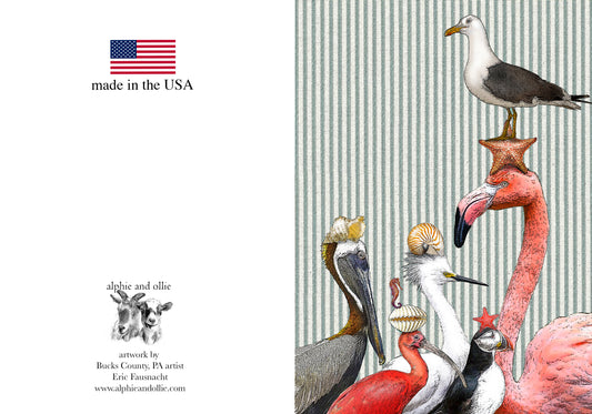 sea birds greeting card 5 x 7" made in USA