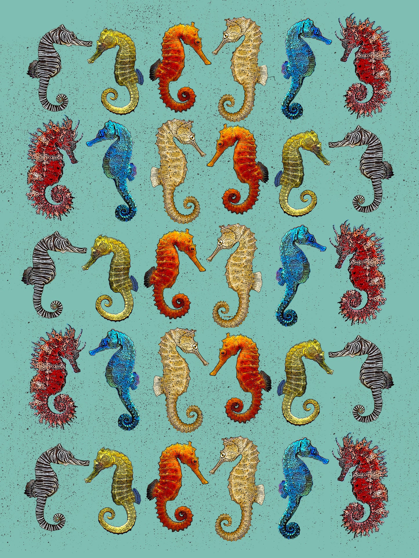 sea horse kitchen towel 18 x 24 inches flour sack material