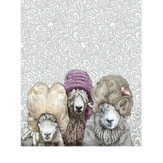 sheep in wigs kitchen towel 18 x 24 inches flour sack material