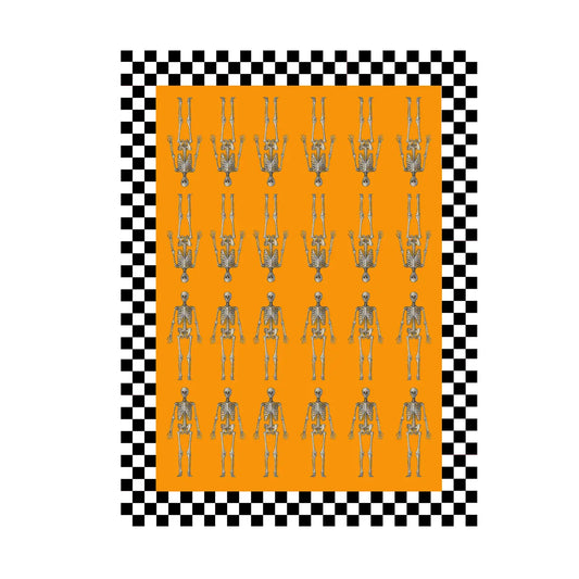 Halloween skeleton kitchen towel flour sack 18 x 24 inches