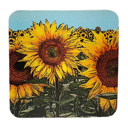 sunflowers vinyl coasters set of 4